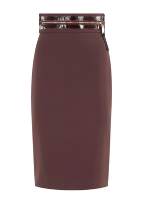 Elisabetta Franchi zip-trimmed skirt - Brown
