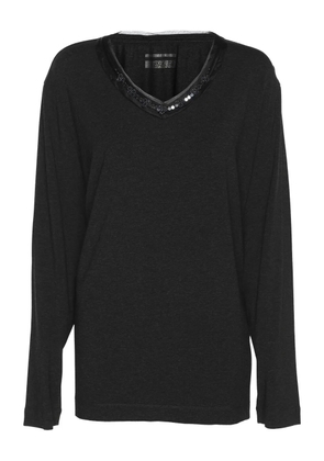 BASLER neckline-embellishment sweater - Grey