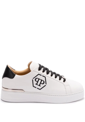 Philipp Plein embossed leather trainers - White