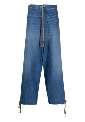 Greg Lauren hybrid loose-fit drawstring jeans - Blue