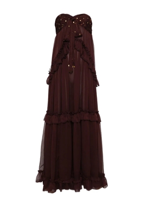 SIEDRES sequin-embellished maxi dress - Brown