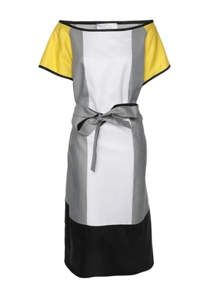Marina Rinaldi patchwork belted midi dress - White