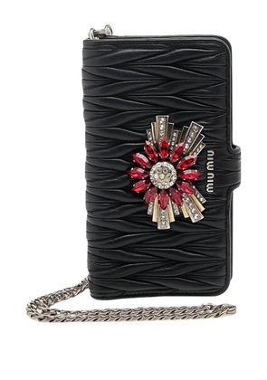 Miu Miu Pre-Owned crystal-flower matelassé iPhone 8 Plus case - Black