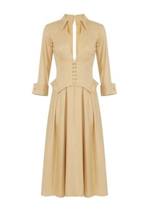 Elisabetta Franchi logo-plaque cotton dress - Yellow