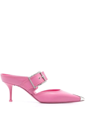 Alexander McQueen 75mm metallic toe-cap detail mules - Pink
