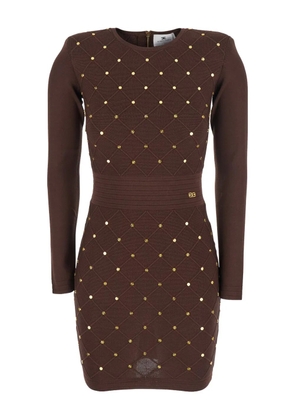 Elisabetta Franchi stud-embellishment mini dress - Brown