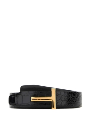 TOM FORD crocodile-embossed leather belt - Black