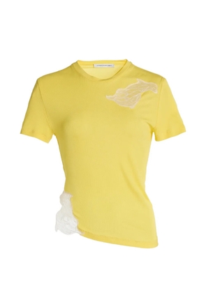 Christopher Esber Delphin lace-detail crew-neck T-shirt - Yellow