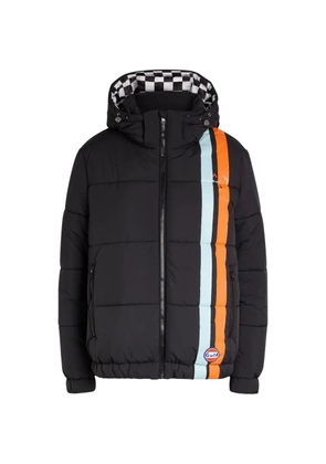 AN-Y1 striped-detail hooded jacket - Black