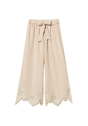TWINSET lace-trim belted trousers - Neutrals