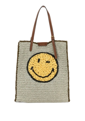 Anya Hindmarch smiley-motif woven tote bag - Neutrals