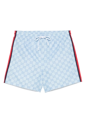 Gucci printed poplin swim shorts - Blue