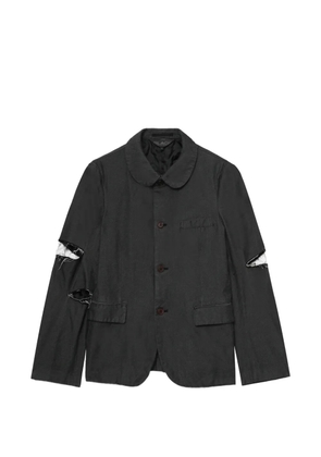 Black Comme Des Garçons peter-pan collar ripped overshirt