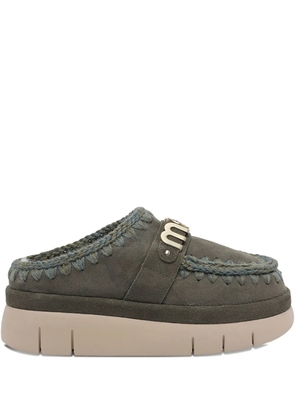 Mou lettering-logo mules - Green