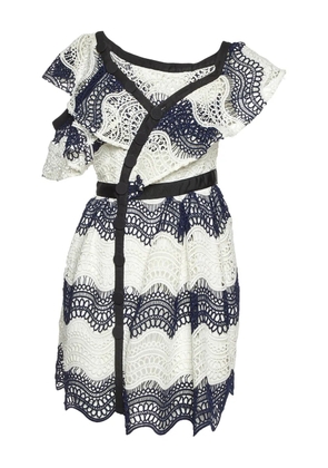 Self-Portrait 2024 pre-owned wavy lace mini dress - Black