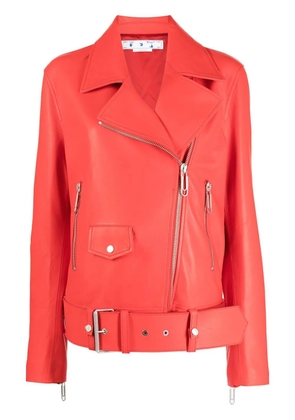 Off-White leather biker jacket - Red