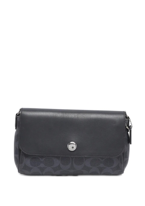 Coach coated-canvas flap clutch bag - Blue