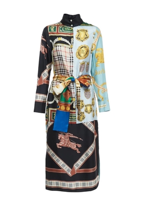 Burberry Pre-Owned patchwork silk dress - Blue
