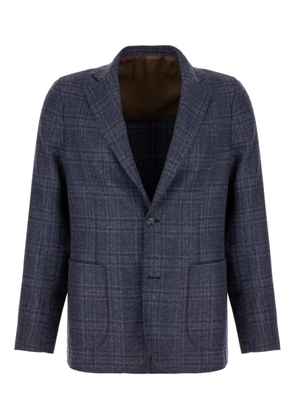Barba checked single-breasted blazer - Blue
