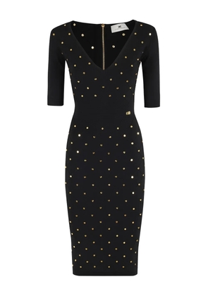 Elisabetta Franchi studded V-neck midi dress - Black