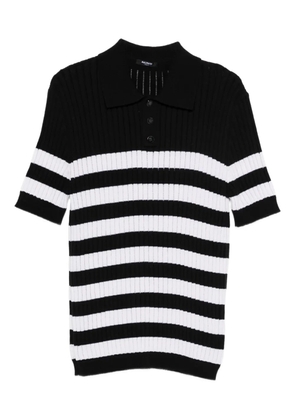 Balmain striped-pattern polo shirt - Black