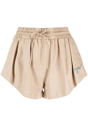 MSGM embroidered-logo cotton shorts - Neutrals