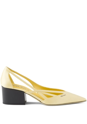 Prada 55mm satin cut-out pumps - Yellow