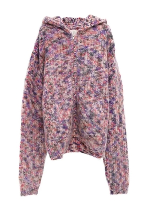 ERL zipped hooded knit hoodie - Pink