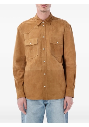 Sword pocket leather overshirt - Brown