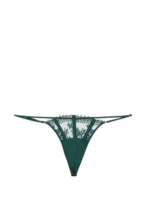 Fleur Du Mal lace satin-panel thong - Green