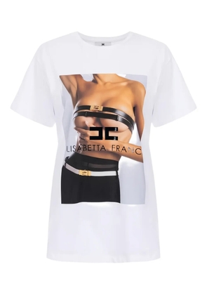 Elisabetta Franchi photographic print logo T-shirt - White