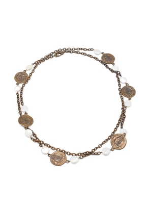 Carolina Herrera Vintage logo-charm chain necklace - Brown