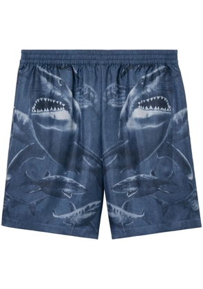 Burberry shark-print silk shorts - Blue