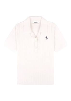 Sporty & Rich SRC ribbed logo polo top - White