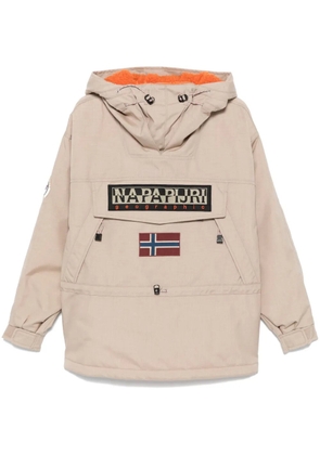 Napapijri logo-patch hooded jacket - Brown