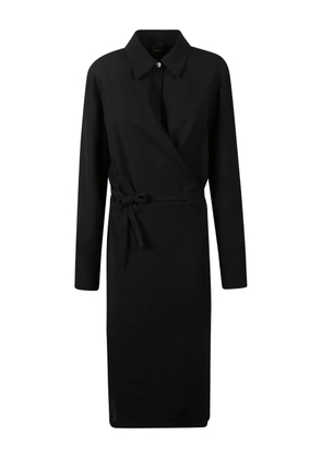 PINKO tie-waist shirt midi dress - Black