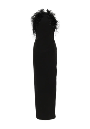 The Attico feather-trim maxi dress - Black