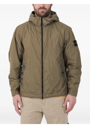 Stone Island crinkled hooded jacket - Green