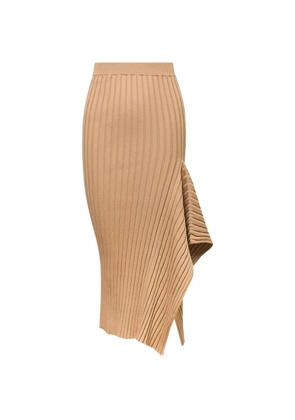 Stella McCartney ribbed asymmetric midi skirt - Neutrals