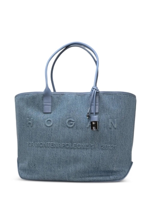 Hogan address embossed shopping tote bag - Blue