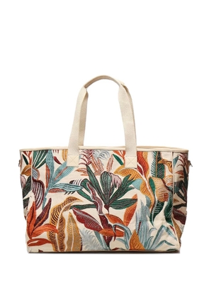 V°73 large floral-print tote bag - Neutrals