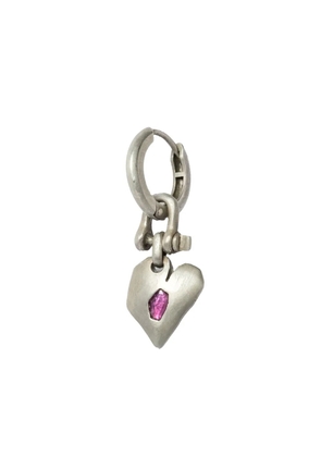 Parts of Four Jazz's Solid Heart sterling silver and ruby drop earring