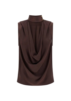 Elisabetta Franchi high-neck draped top - Brown