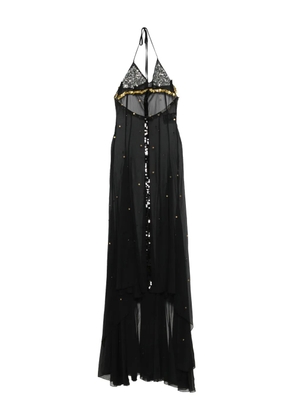 SIEDRES Vesina sequin-embellished halter-neck maxi dress - Black