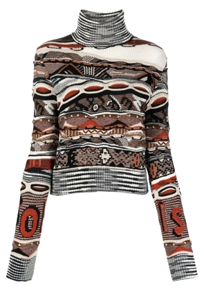 Missoni roll-neck knitted jumper - Brown