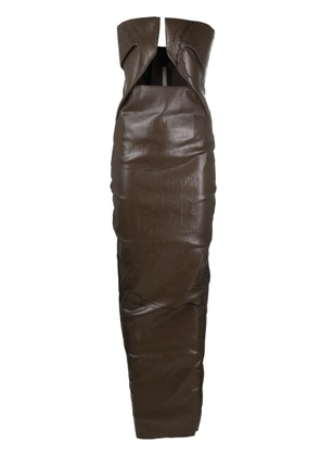 Rick Owens Prong cracked denim gown - Brown