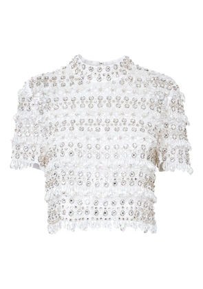 Carolina Herrera crystal-embellished short-sleeve top - Neutrals