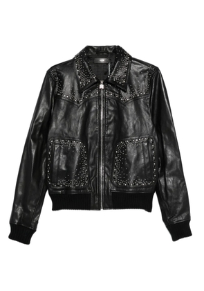 AMIRI crystal-embellished leather jacket - Black