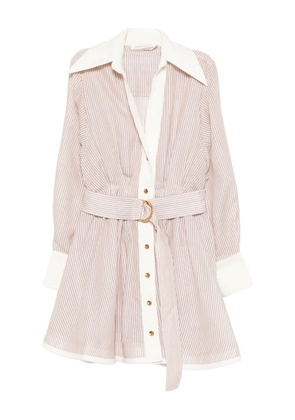 ZIMMERMANN Hypnotic Tuck belted mini shirt dress - Neutrals