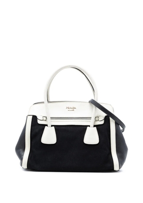 Prada Pre-Owned 2010-2026 Bicolor Saffiano Cuir Trimmed Canvas satchel - Black